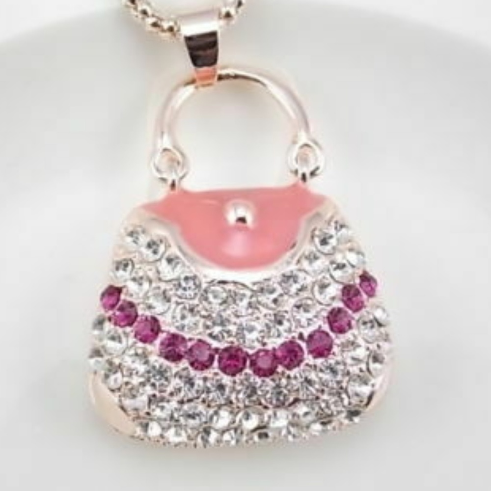 Posh Pink Purse Handbag Rhinestone Pendant NWT-